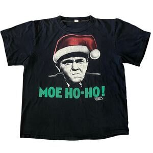 Vintage Tshirt Christmas 3 Stooges Moe Ho Ho Sz XL Single Stitch Faded Black USA